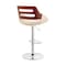 Armen Living Karter Adjustable Cream Faux Leather and Walnut Wood Bar Stool with Chrome Base LCKTBAWACR - alternate 5
